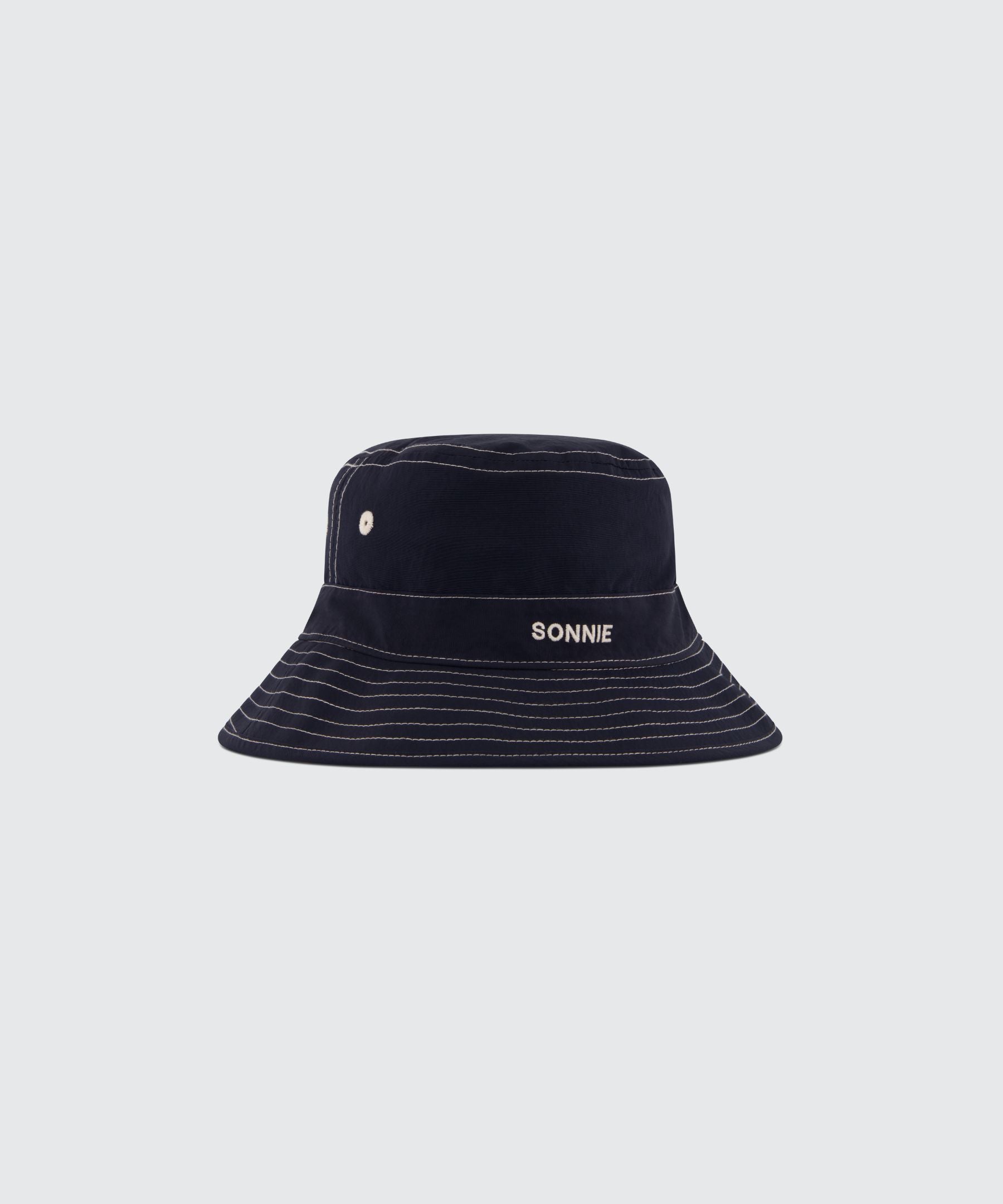 NYLON BUCKET HAT CONTRAST STITCHING - INK – SONNIE