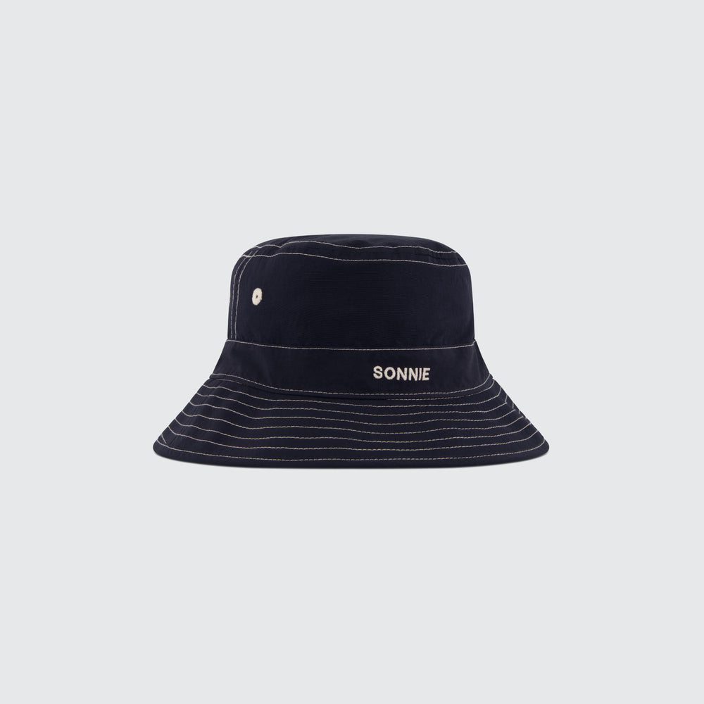 NYLON BUCKET HAT CONTRAST STITCHING - INK