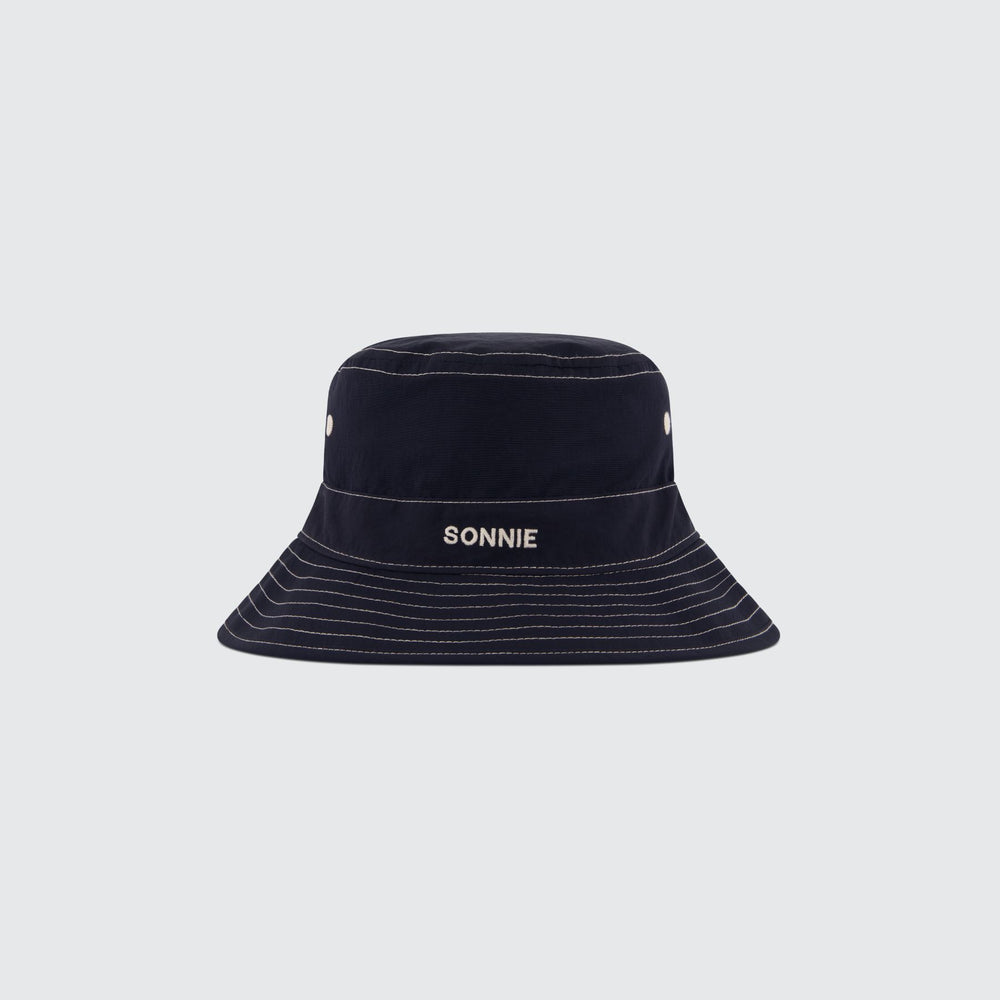 NYLON BUCKET HAT CONTRAST STITCHING - INK