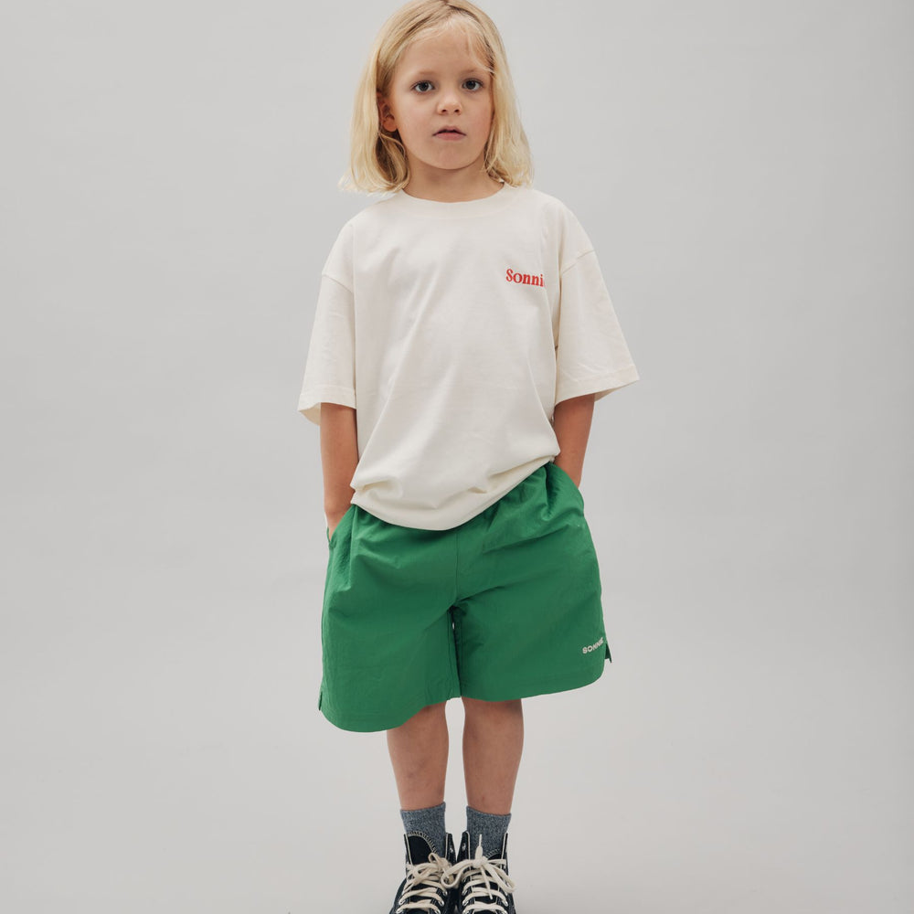 NYLON SPORTS SHORTS - KERMIT GREEN