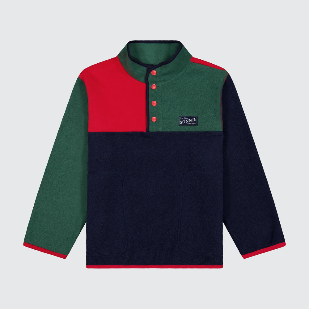 Colour Block Fleece - Ink/Red/Green