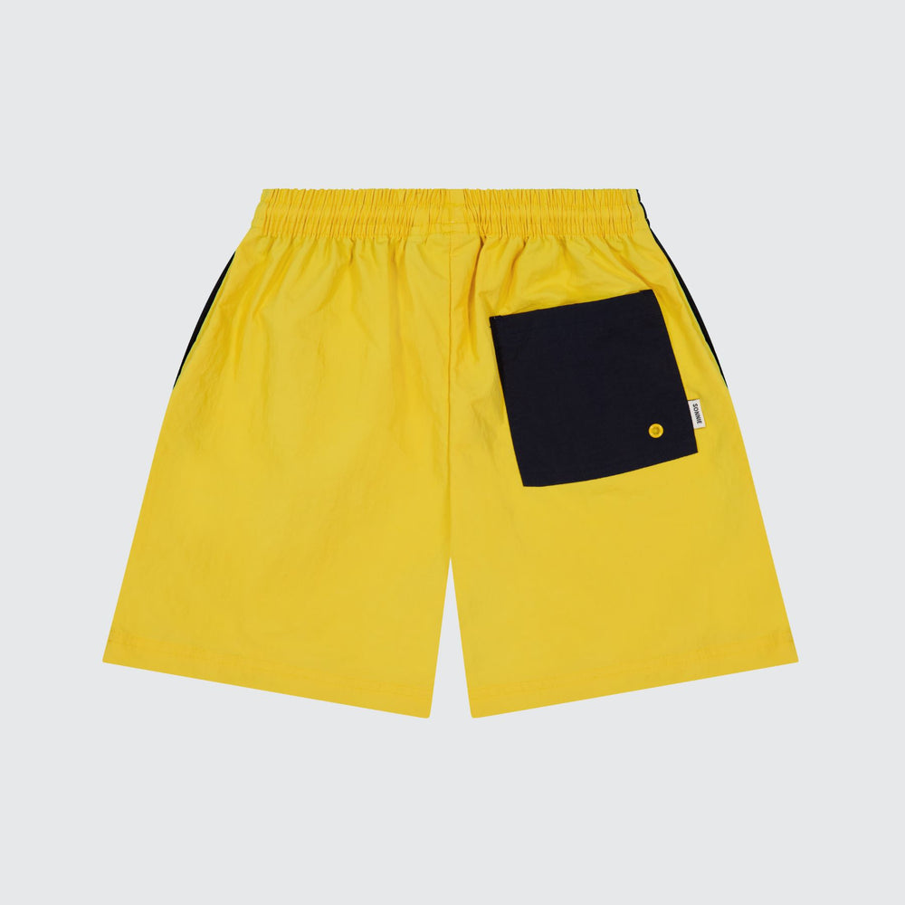 NYLON SPORTS SHORTS - LEMON / INK