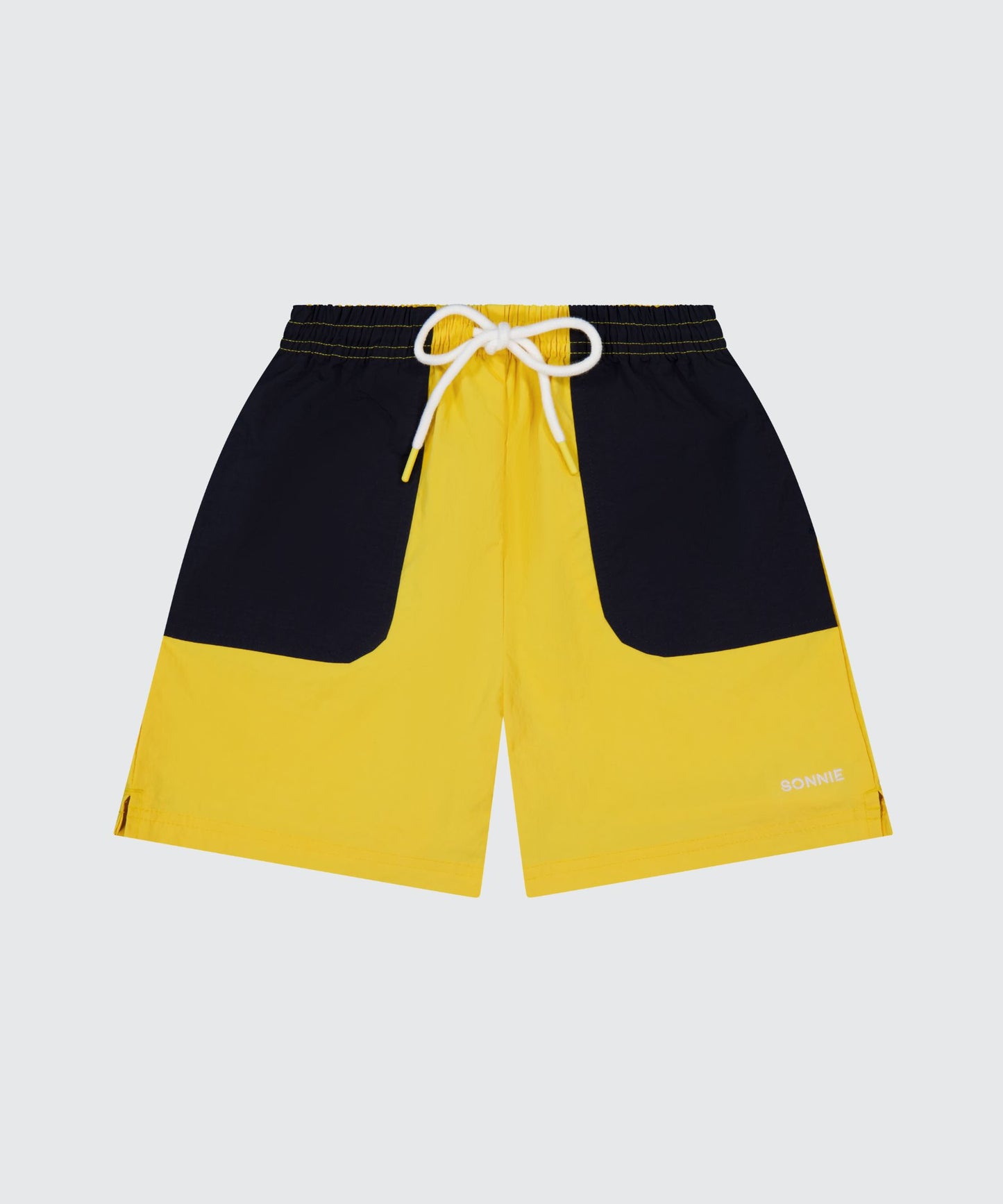 NYLON SPORTS SHORTS - LEMON / INK