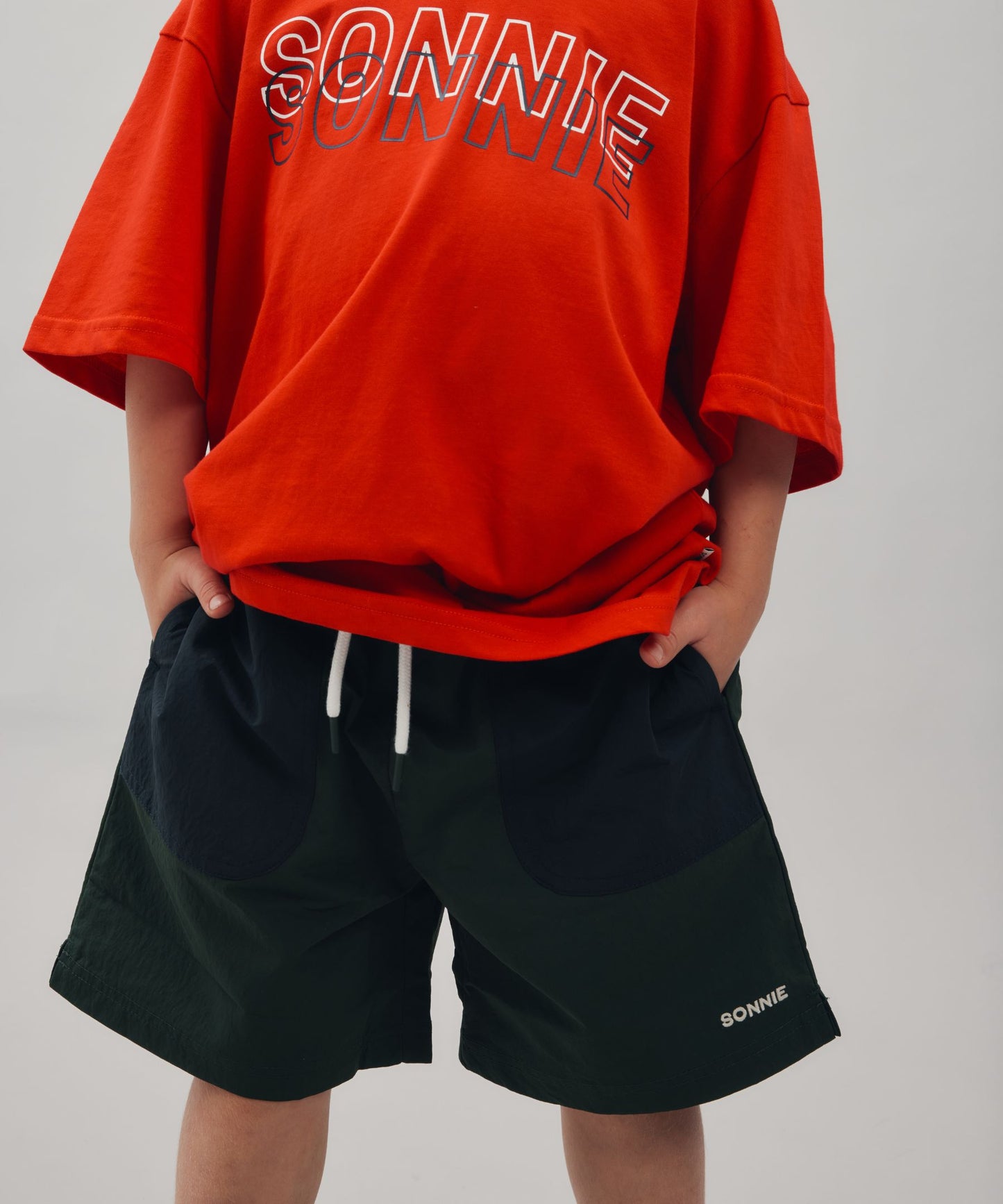 NYLON SPORTS SHORTS - FOREST GREEN / INK