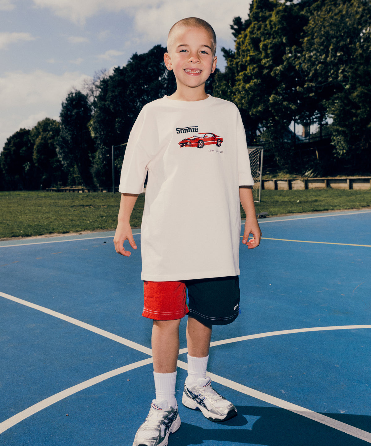 SONNIE Ferrari Tee in Off White, worn