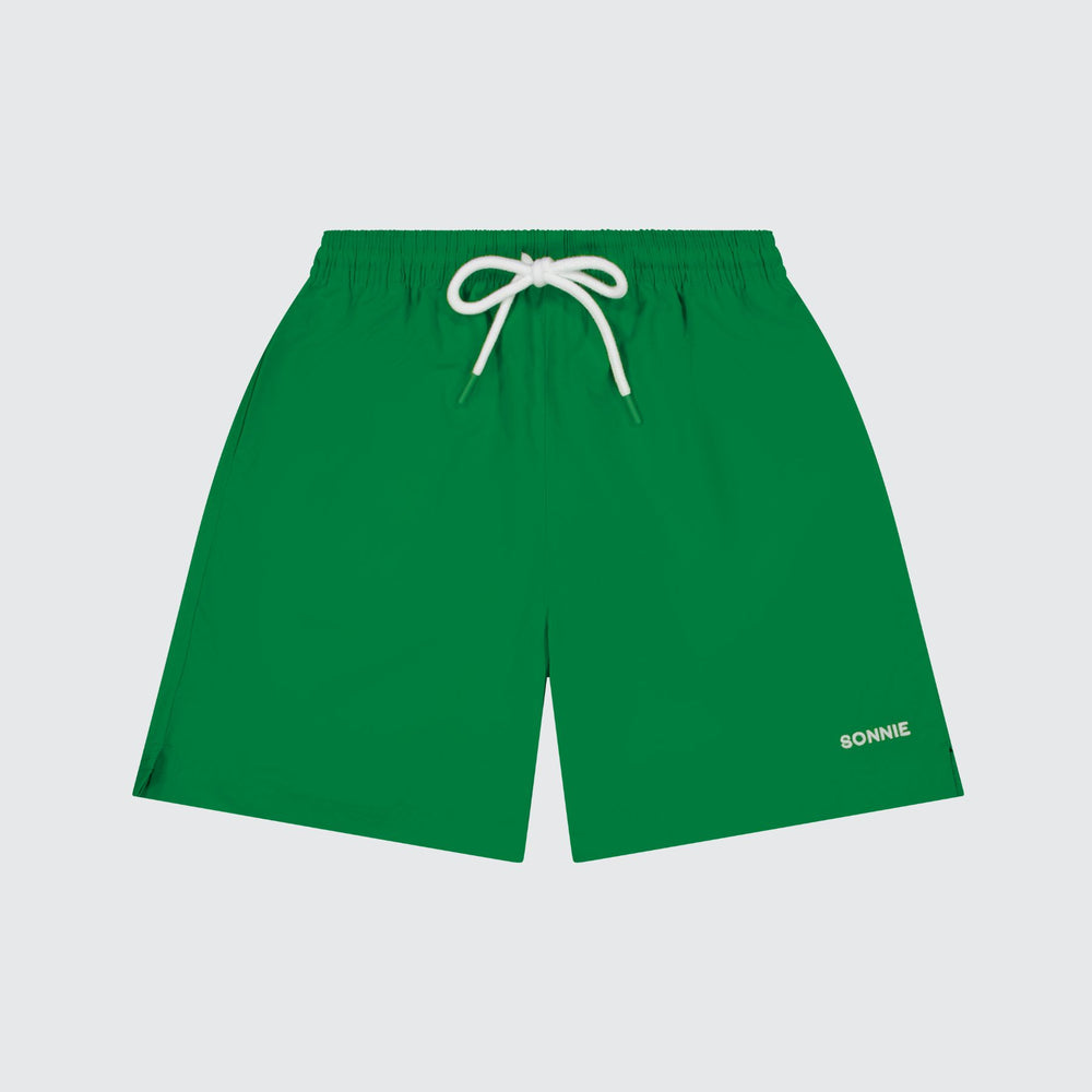 NYLON SPORTS SHORTS - KERMIT GREEN