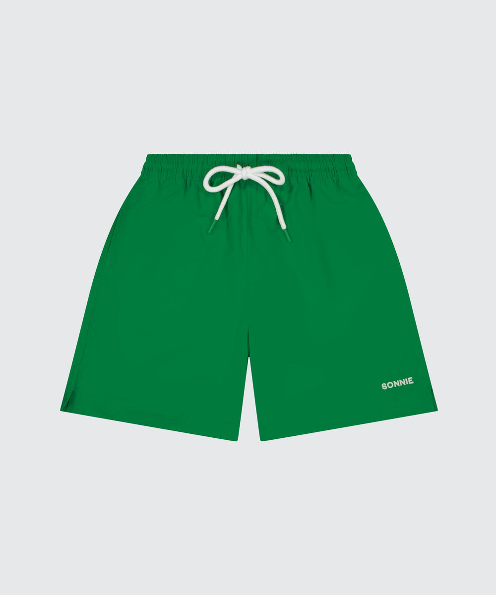 NYLON SPORTS SHORTS - KERMIT GREEN