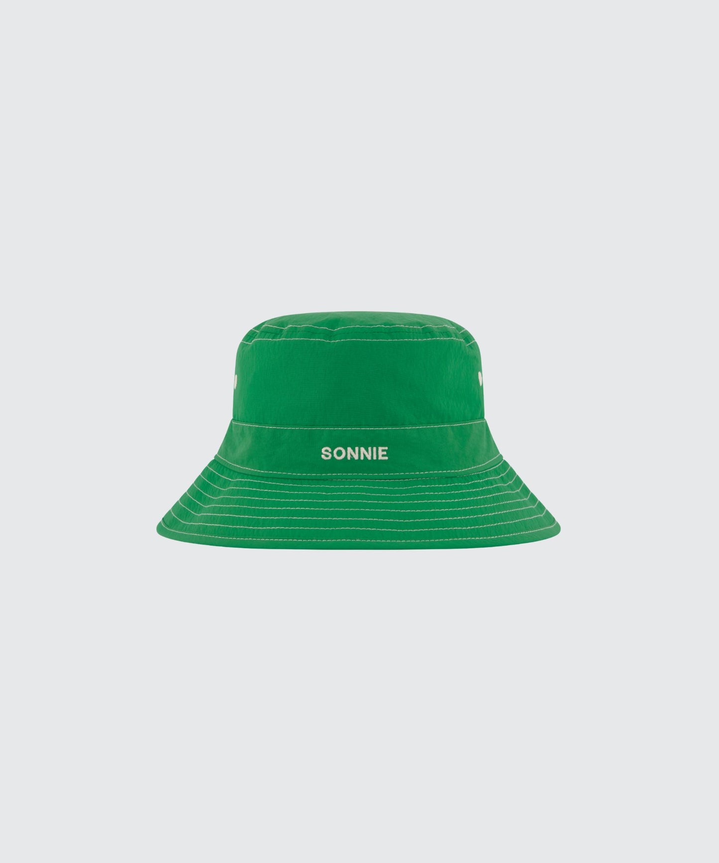 NYLON BUCKET HAT CONTRAST STITCHING - Kermit Green