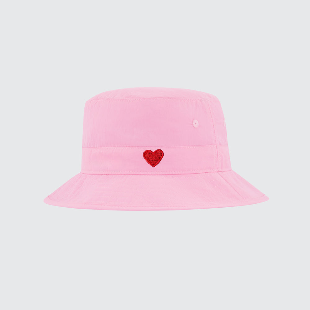 NYLON HEART BUCKET HAT - SHELL PINK