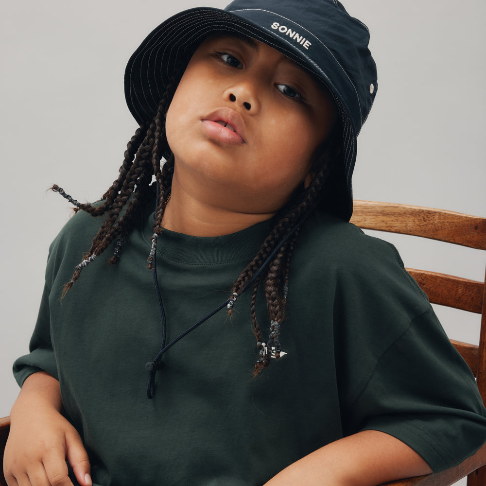 NYLON BUCKET HAT CONTRAST STITCHING - INK