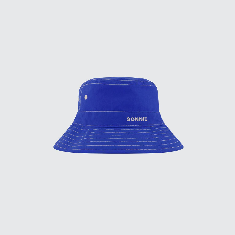 NYLON BUCKET HAT CONTRAST STITCHING - Electric Blue