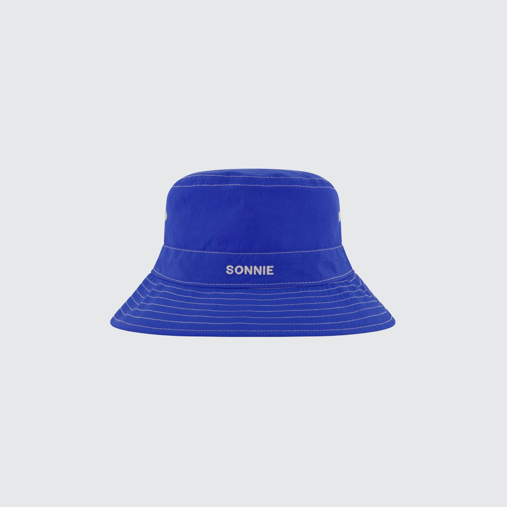 NYLON BUCKET HAT CONTRAST STITCHING - Electric Blue