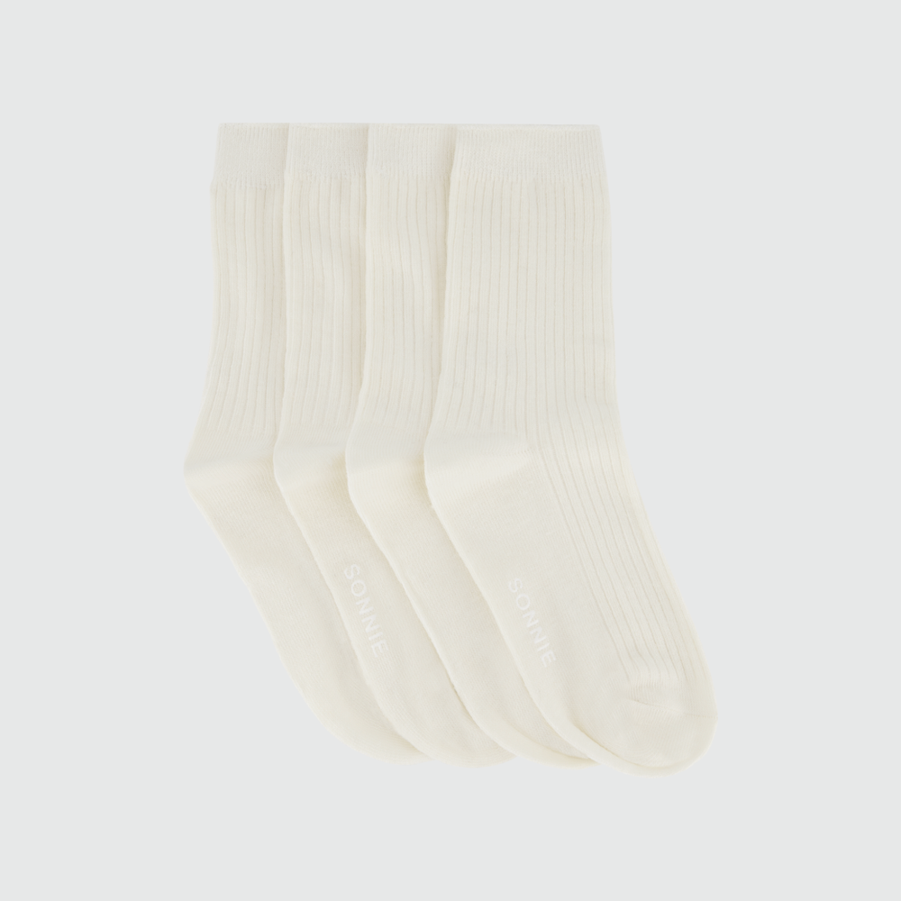 Ribbed Cotton Socks 2-Pack - Milk