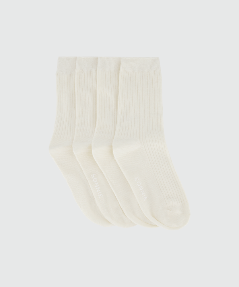 Ribbed Cotton Socks 2-Pack - Milk