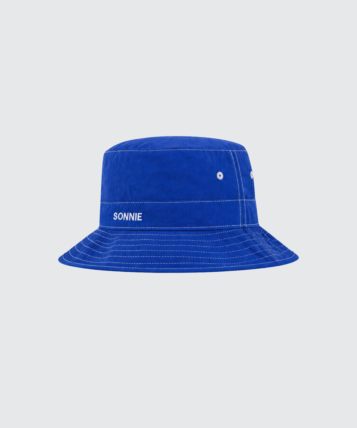 SONNIE Nylon Bucket Hat in Cobalt Blue with contrast stitching
