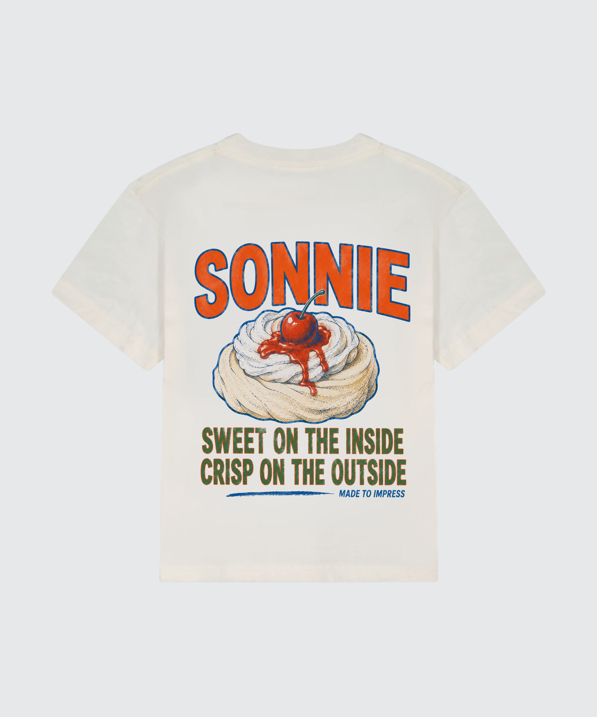 SONNIE Cherry On Top Tee in Off White, back print