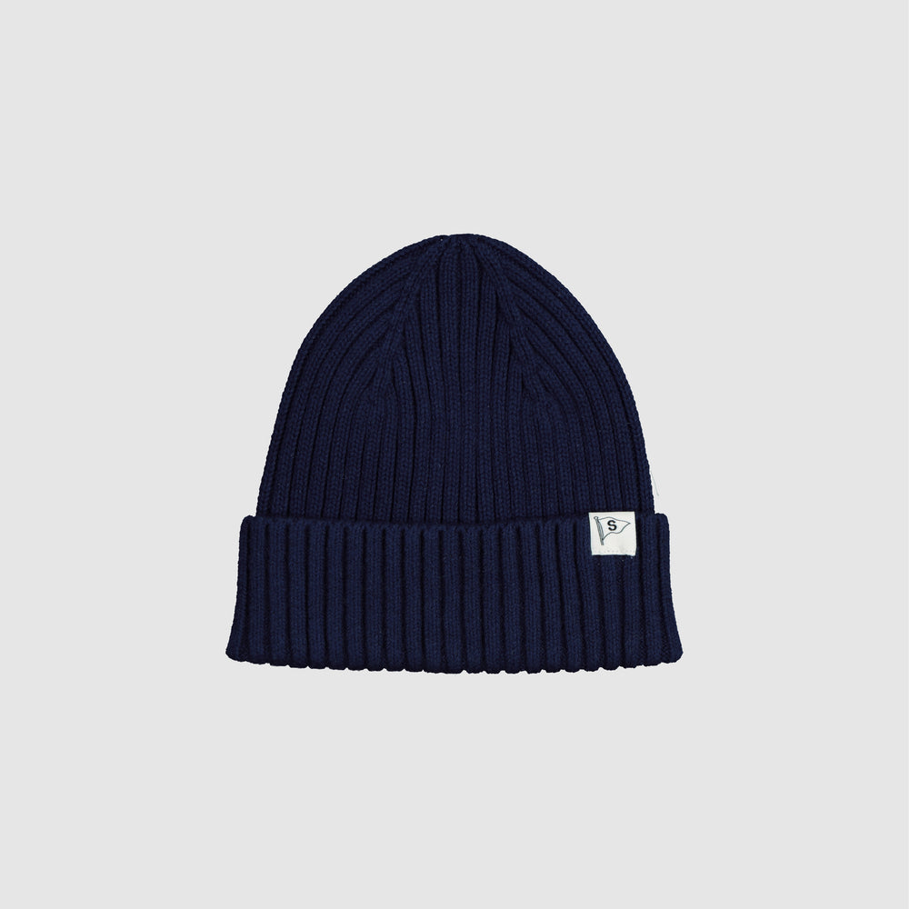 Cotton Knit Beanie - Navy